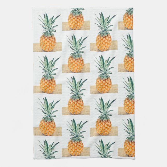Yummy-Bleken Pastel Pineapple Skriv ut frukt Kökshandduk (Vertikal)