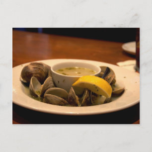 Yummy Bowl of Steamed Clams in Broth Vykort