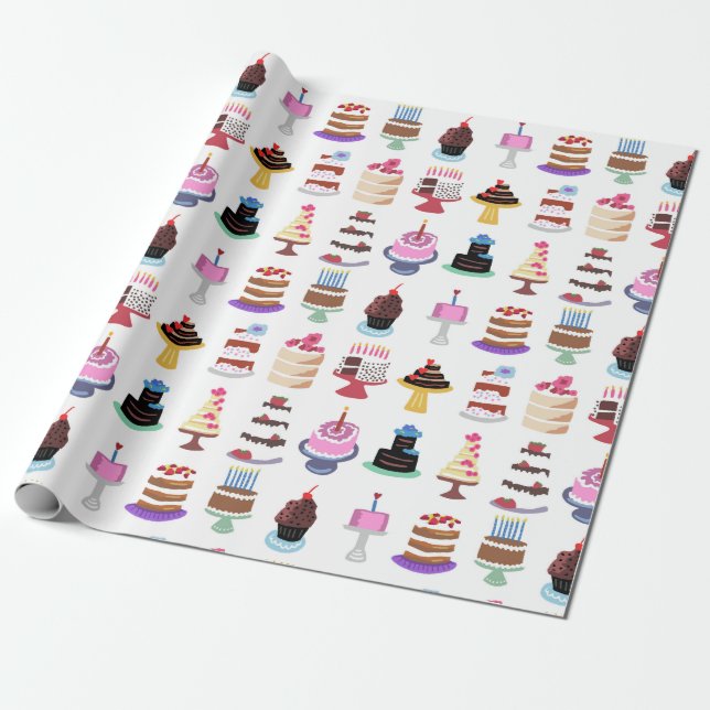 Yummy Cakes Wrapping Papper Presentpapper (Utrullad)