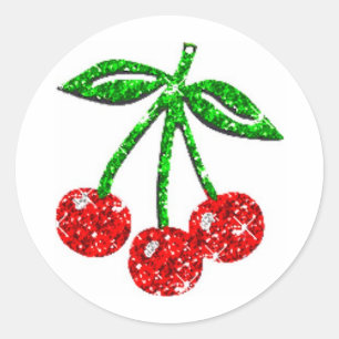 YUMMY CHERRIES GLITTER GRAPHICS MAT FRUKT RUNT KLISTERMÄRKE