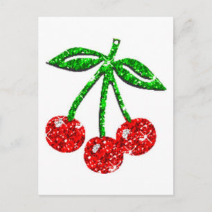 YUMMY CHERRIES GLITTER GRAPHICS MAT FRUKT VYKORT