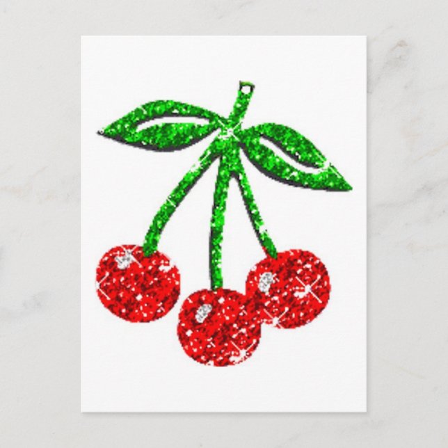 YUMMY CHERRIES GLITTER GRAPHICS MAT FRUKT VYKORT (Framsida)