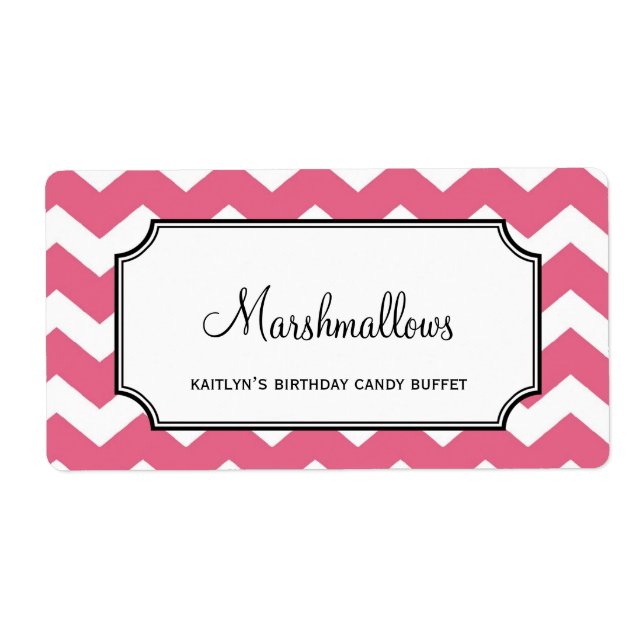Yummy chevron rosa anpassningsbar candy buffet bur fraktsedel (Framsidan)