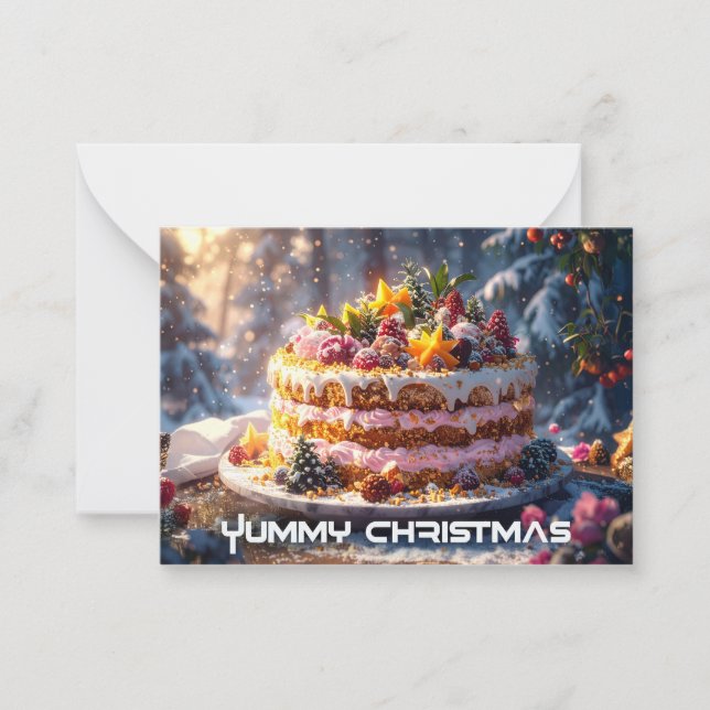 YUMMY CHRISTMAS-platta anteckningskort (Framsida)