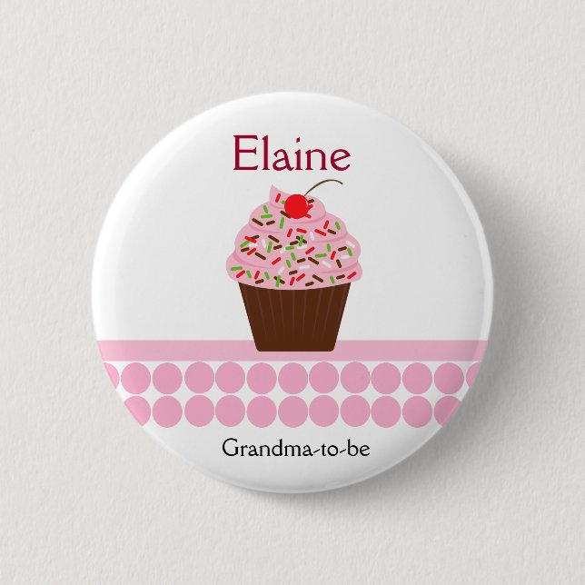 Yummy Cuptårta NAMN BRICKA Personlig Button Knapp (Framsida)