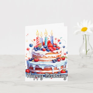 Yummy Delicious Fruktig Birthday Cake Kort