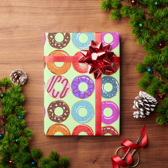 Yummy Donut Mönster Wrapping Papper Presentpapper (Julgåva)