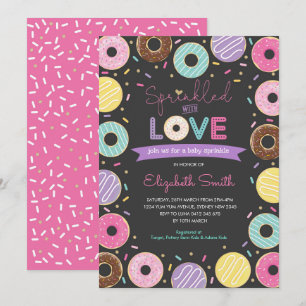 Yummy Doughnut Girl Baby Sprinkle Chalkboard Inbjudningar