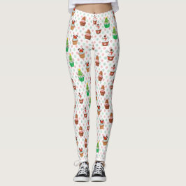 Yummy Festive Muffinss on Red and Grönt Polka dots Leggings