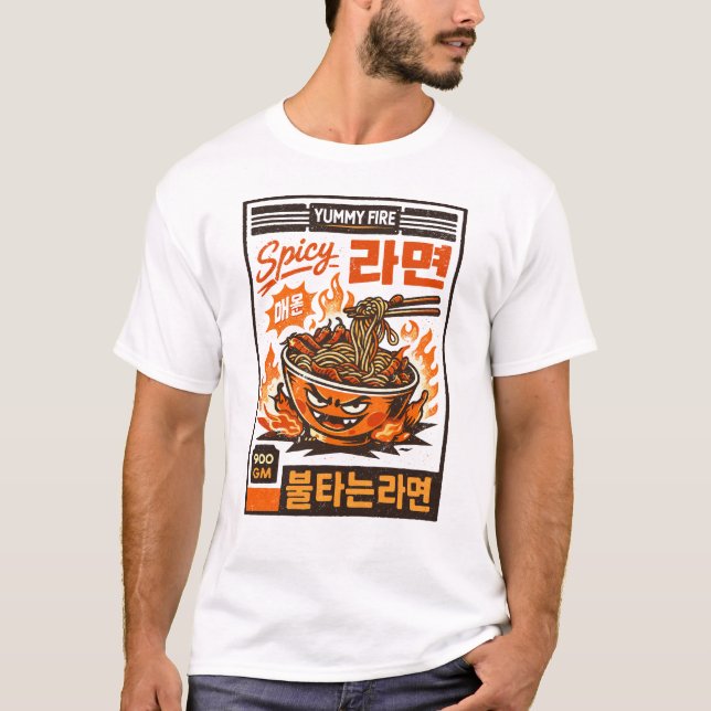 Yummy Fire Ramen T Shirt (Framsida)