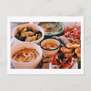 Yummy Food Festive Platter Cheese Olives Vykort