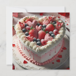 Yummy Fruit Topped Hjärtformade Cake Valentine Julkort