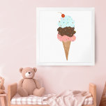 Yummy glass cona triple scoop poster<br><div class="desc">Varför stanna vid en skopa när du kan ha tre med körsbär på toppen? Kolla den här vackra illustrationen som är perfekt att dekorera väggarna och kolla min butik för mer!</div>