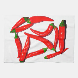 Yummy Hett Red Grönt Chili Pepper Kökshandduk