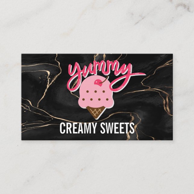 Yummy Ice Cream Logotyp Visitkort (Framsida)