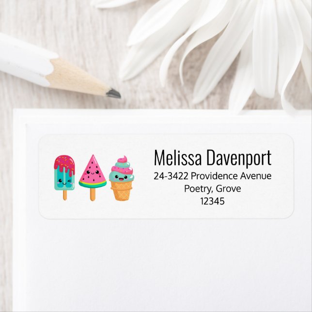 Yummy Ice Cream Trio Sommar Vibe Adress Returadress Etikett (Insitu)