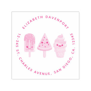 Yummy Ice Cream Trio Sommar Vibe Adress Självfärgande Stämpel