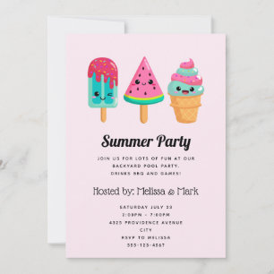 Yummy Ice Cream Trio Sommar Vibe Party Inbjudningar