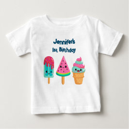 Yummy Ice Cream Trio Summer Vibe 1:a födelsedagen T Shirt