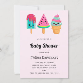 Yummy Ice Cream Trio Summer Vibe Baby Shower Inbjudningar