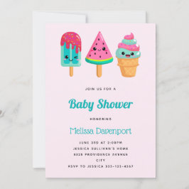 Yummy Ice Cream Trio Summer Vibe Baby Shower Inbjudningar