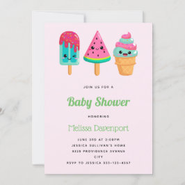 Yummy Ice Cream Trio Summer Vibe Baby Shower Inbjudningar
