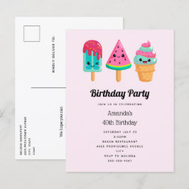 Yummy Ice Cream Trio Summer Vibe Birthday Inbjudan Vykort