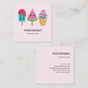 Yummy Ice Cream Trio Summer Vibe Fyrkantigt Visitkort