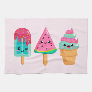 Yummy Ice Cream Trio Summer Vibe Kökshandduk