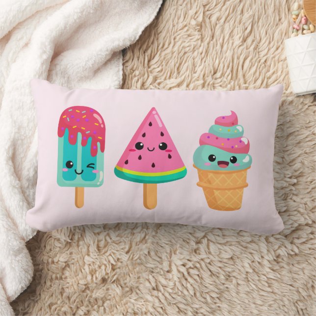 Yummy Ice Cream Trio Summer Vibe Lumbarkudde (Filt)