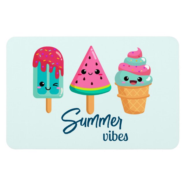 Yummy Ice Cream Trio Summer Vibe Magnet (Horisontell)