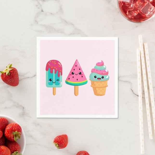 Yummy Ice Cream Trio Summer Vibe Pappersservett (Insitu)