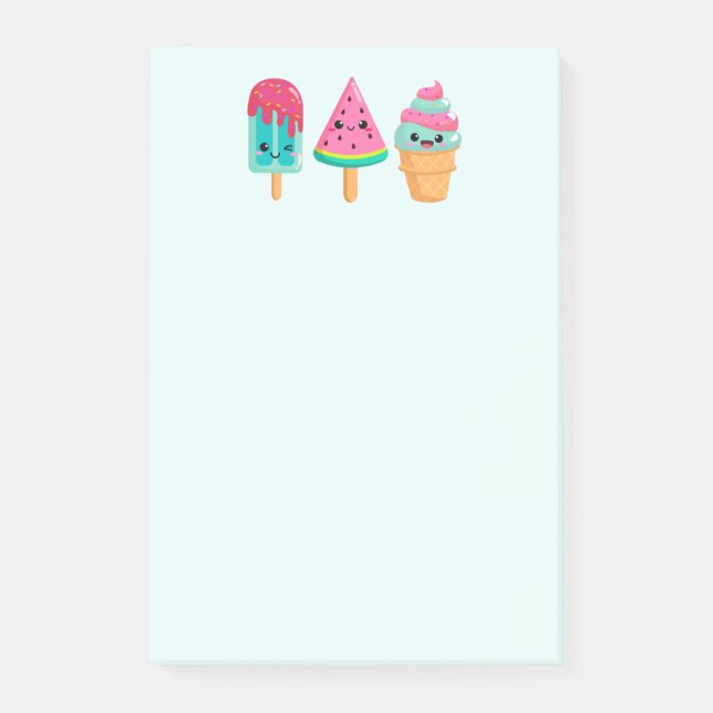 Yummy Ice Cream Trio Summer Vibe Post-it Block (Framsida)