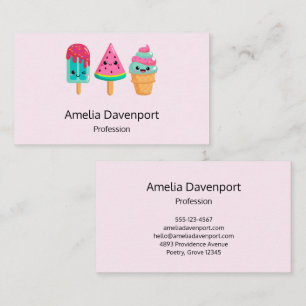 Yummy Ice Cream Trio Summer Vibe Visitkort