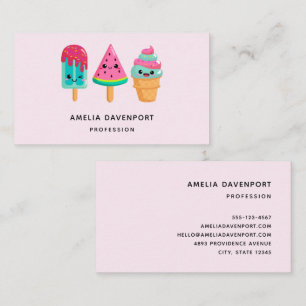 Yummy Ice Cream Trio Summer Vibe Visitkort