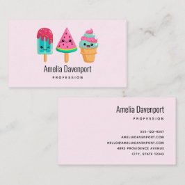 Yummy Ice Cream Trio Summer Vibe Visitkort