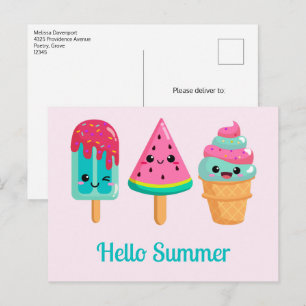 Yummy Ice Cream Trio Summer Vibe Vykort