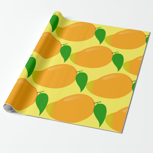 Yummy Mango Tropical Summer Fruit Presentpapper (Utrullad)