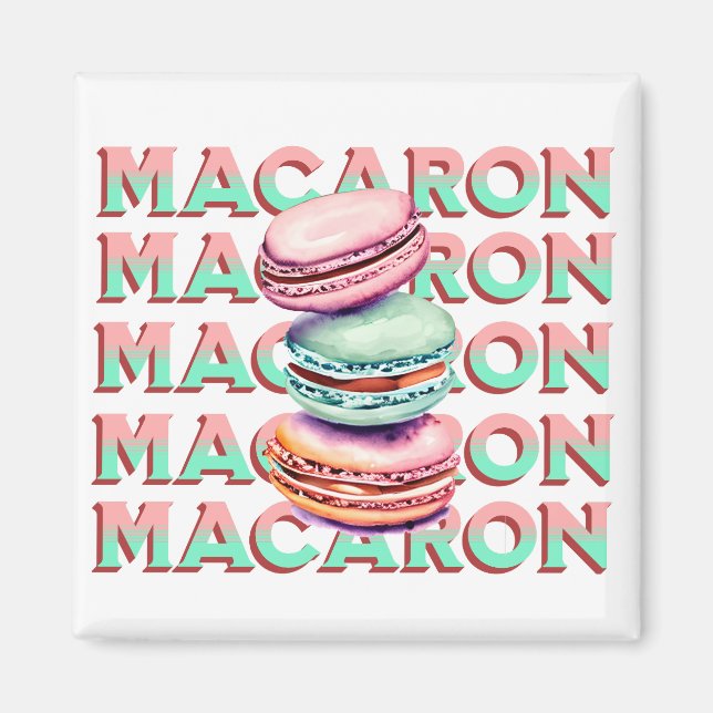 Yummy Pastel Macaron Cookies with Vintage Vibe Magnet (Framsidan)