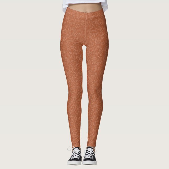 Yummy Pumpkin Spice Blommigt Leggings (Framsida)