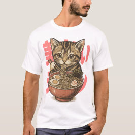 Yummy Ramen Kitten White T Shirt