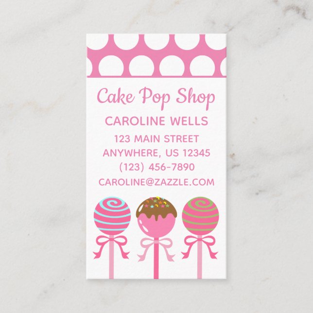 Yummy Rosa Cake Pops Business Telefonkorts Visitkort (Framsida)