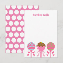 Yummy Rosa Cake Pops Personlig Note Cards Tack Kort