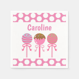 Yummy Rosa Cake Pops Personlig Party Napkins Pappersservett