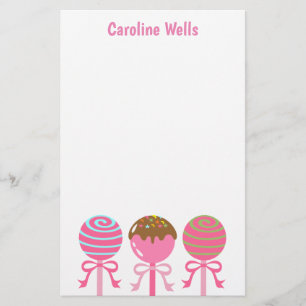 Yummy Rosa Cake Pops Personlig Stationery Brevpapper