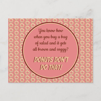 Yummy Rosa Sprinkle Donut Mönster och Funny Quote Vykort