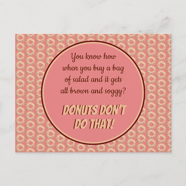 Yummy Rosa Sprinkle Donut Mönster och Funny Quote Vykort (Framsida)
