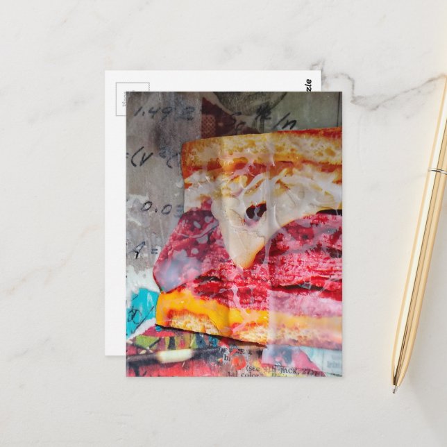 yummy sandwich junk journal Mixed Media Collage Vykort (Fram/Back In Situ)