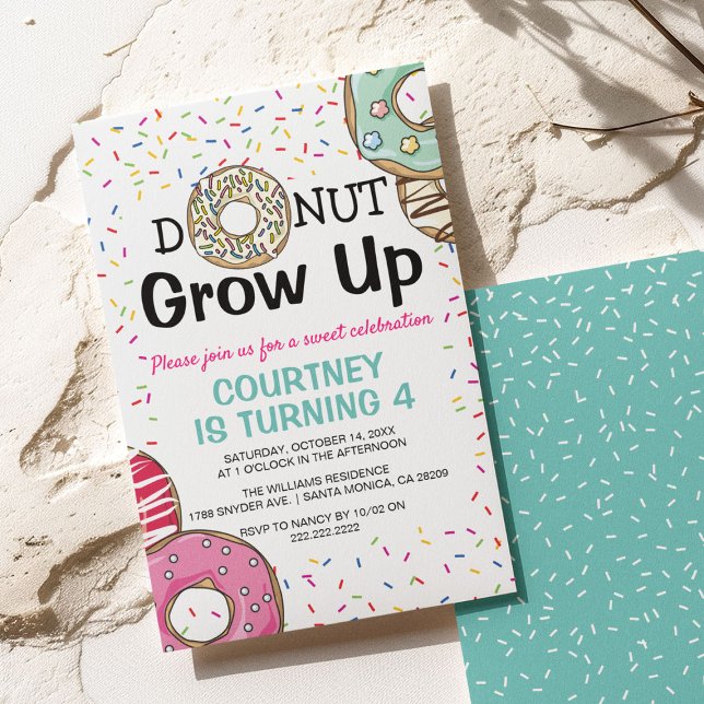 Yummy Scrummy 'Donut Grow Up' Barns födelsedag Inbjudningar (Skapare uppladdad)