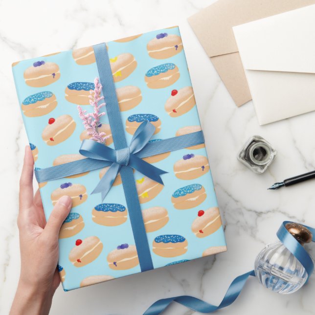 Yummy Sufganiyot Jelly Donuts Hanukkah Mönster Presentpapper (Gifting)
